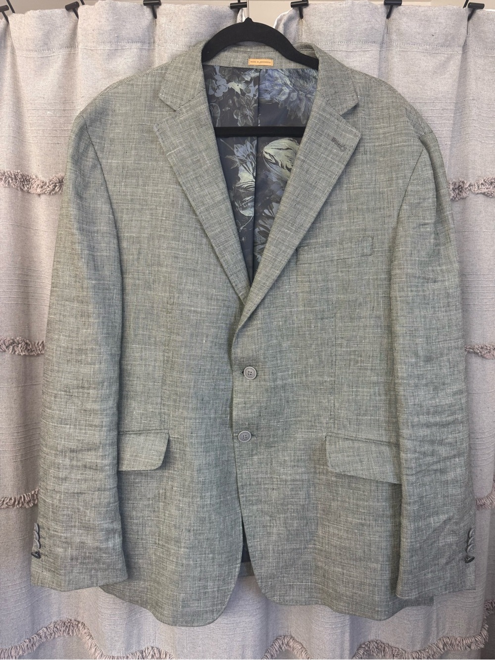 Joseph Abboud Blazer Mens 46 Regular Gray Linen Tweed Slim Fit Sport Coat Jacket